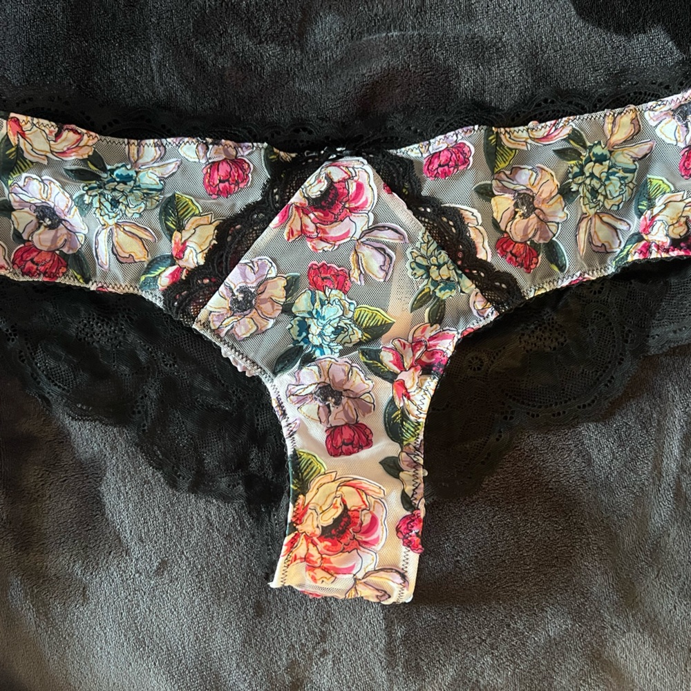 Victoria’s Secret panties. They match the bustier on my page.